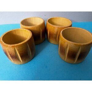 Set 4 Vintage Bamboo Napkin Holders Made In Japan MCM tan